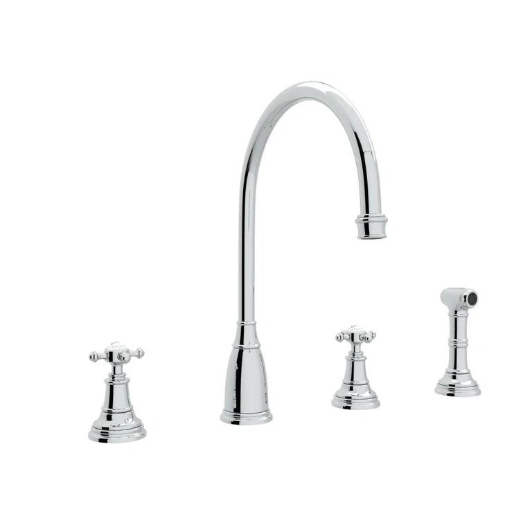 Georgian Era Two Handle Kitchen Faucet With Side Spray