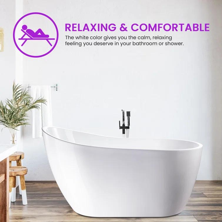 54" X 28" Freestanding Soaking Acrylic Bathtub