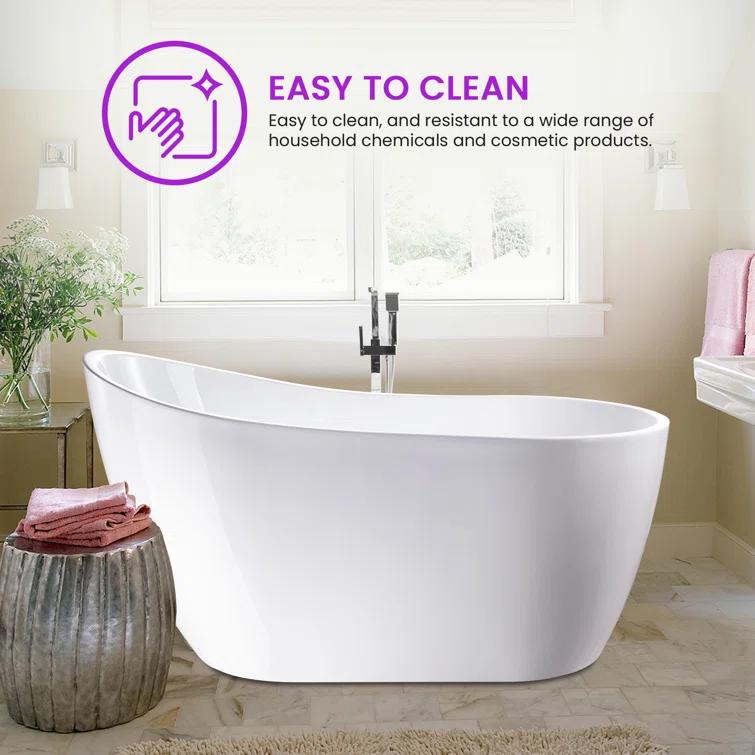 54" X 28" Freestanding Soaking Acrylic Bathtub