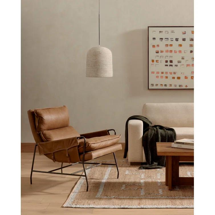 Palermo Drift Top Grain Leather Accent Chair in Brown