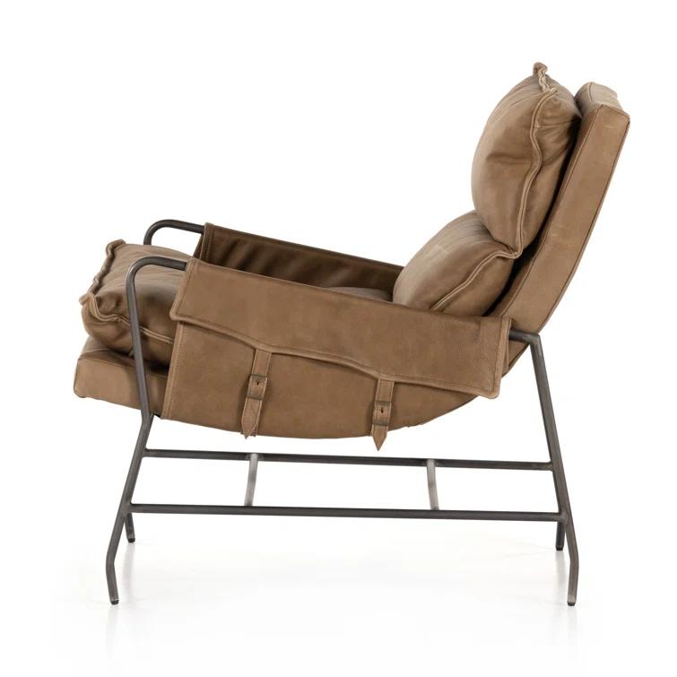 Palermo Drift Top Grain Leather Accent Chair in Brown