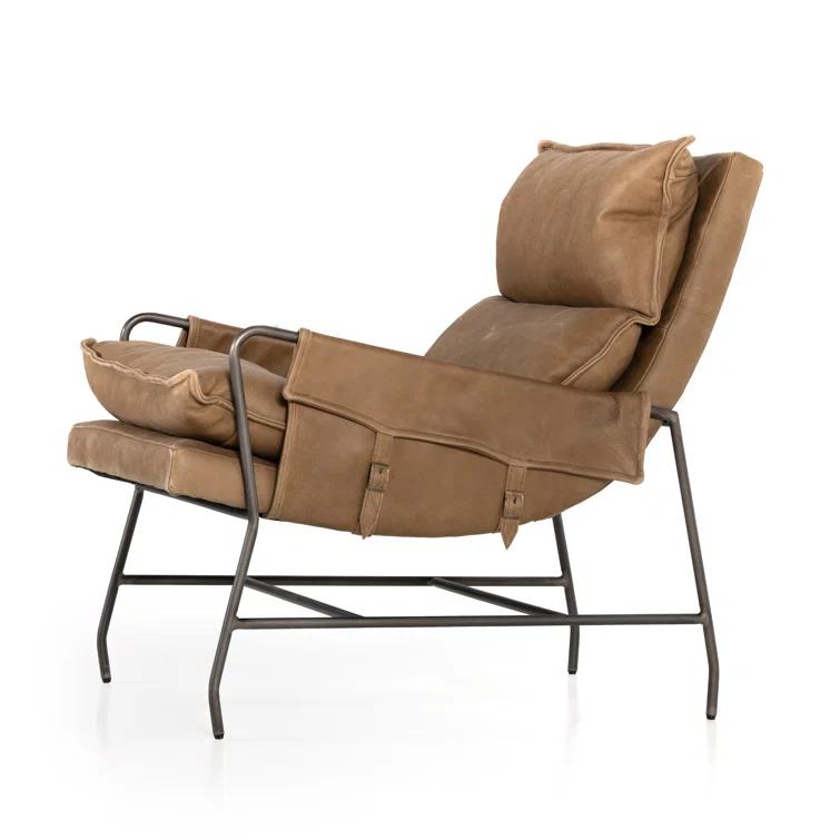 Palermo Drift Top Grain Leather Accent Chair in Brown