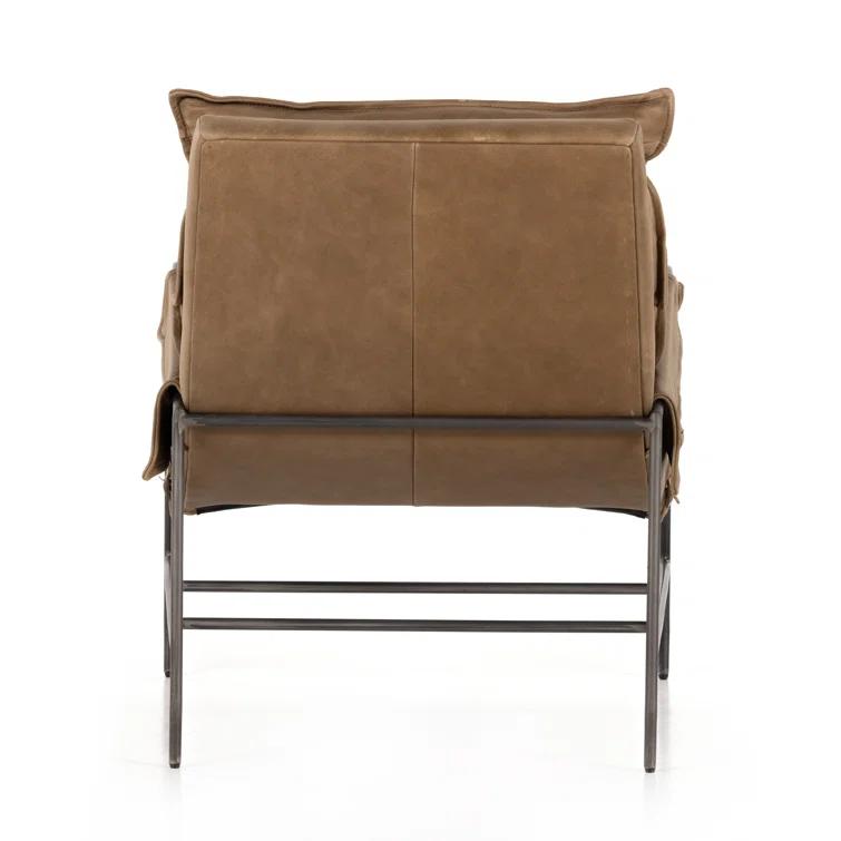 Palermo Drift Top Grain Leather Accent Chair in Brown