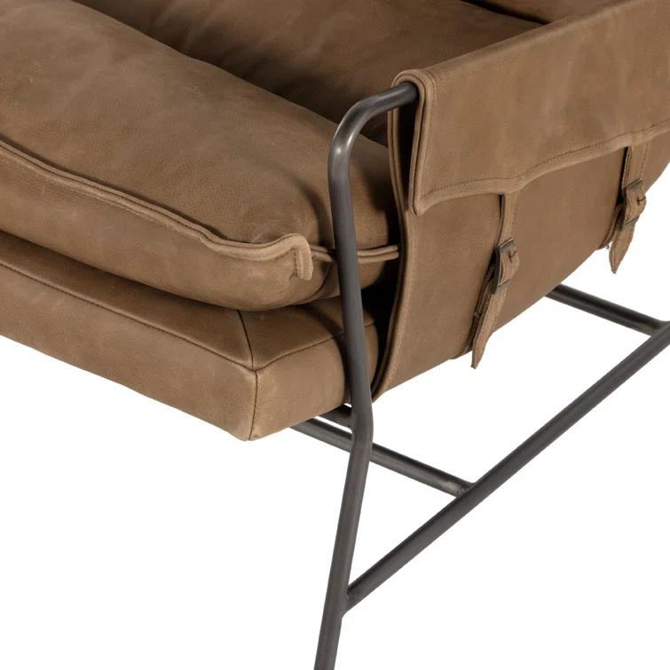 Palermo Drift Top Grain Leather Accent Chair in Brown
