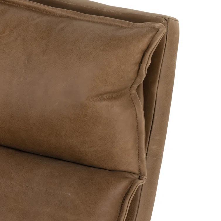 Palermo Drift Top Grain Leather Accent Chair in Brown
