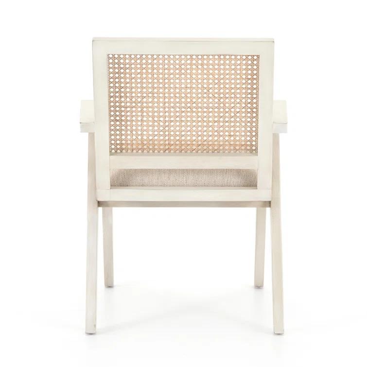 Avant Natural Cream Linen & Cane Wood Arm Chair
