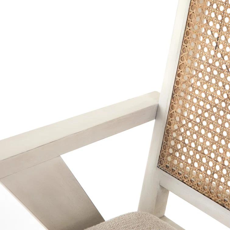 Avant Natural Cream Linen & Cane Wood Arm Chair