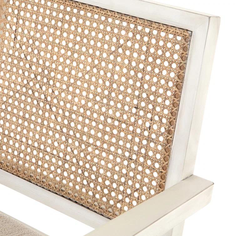 Avant Natural Cream Linen & Cane Wood Arm Chair