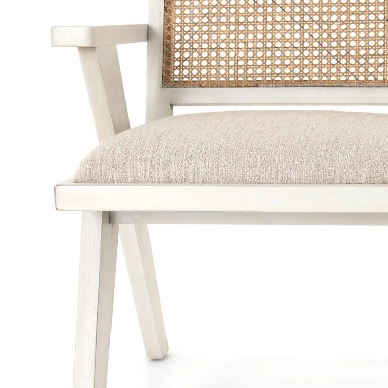 Avant Natural Cream Linen & Cane Wood Arm Chair