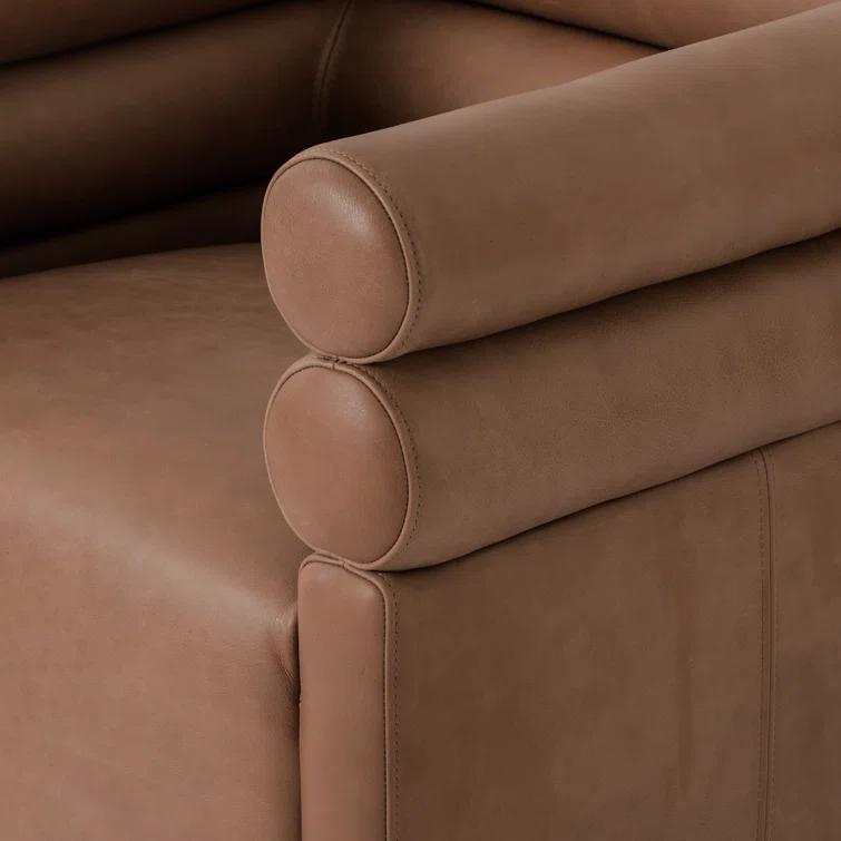 Palermo Cognac Leather Barrel Swivel Chair in Brown