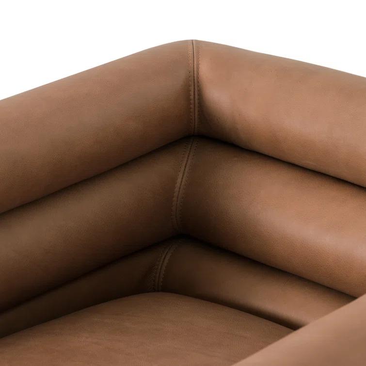 Palermo Cognac Leather Barrel Swivel Chair in Brown