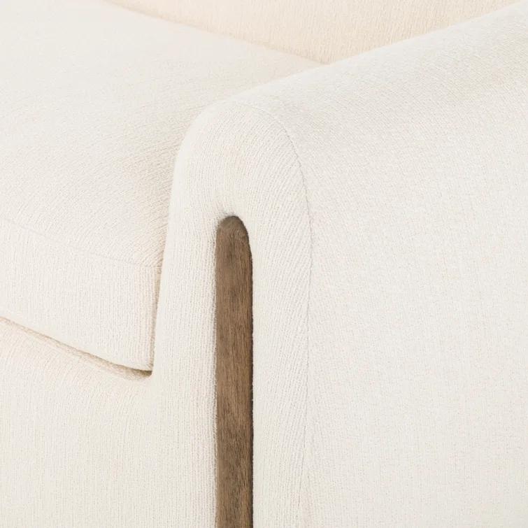 Kerbey Ivory Velvet Rolled Arm Plush Sofa
