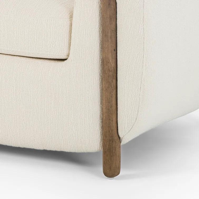 Kerbey Ivory Velvet Rolled Arm Plush Sofa