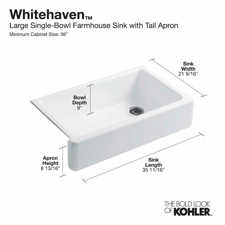 Whitehaven® Self-Trimming 36" L x 22" W Farmhouse Kitchen Sink