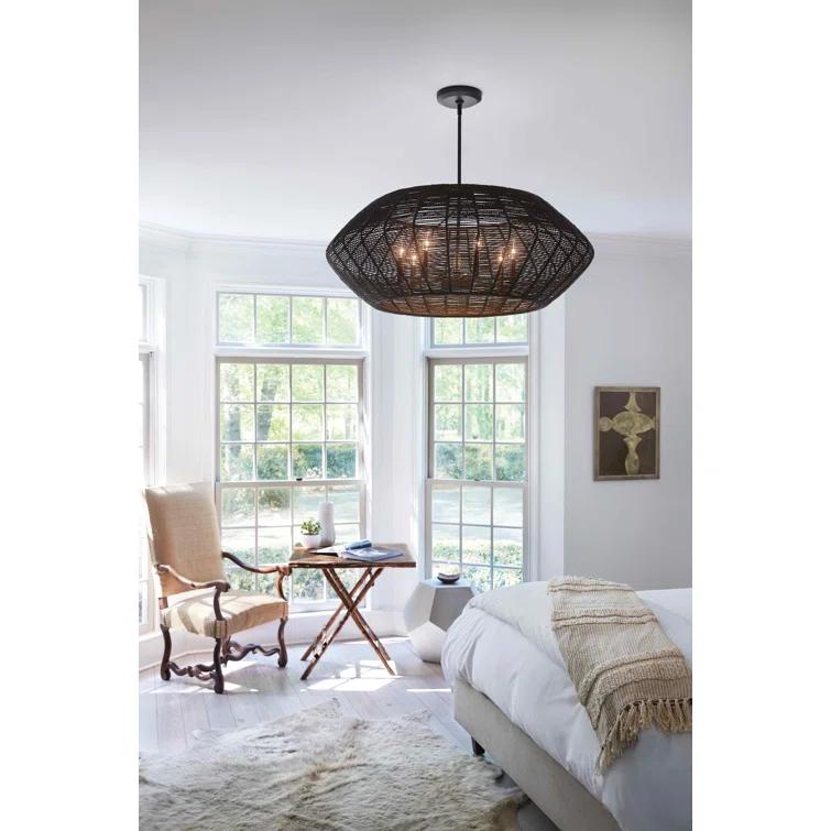7 Light Large Drum Chandelier-Black Finish-Black  Shade Color Hinkley Lighting 40385Blk