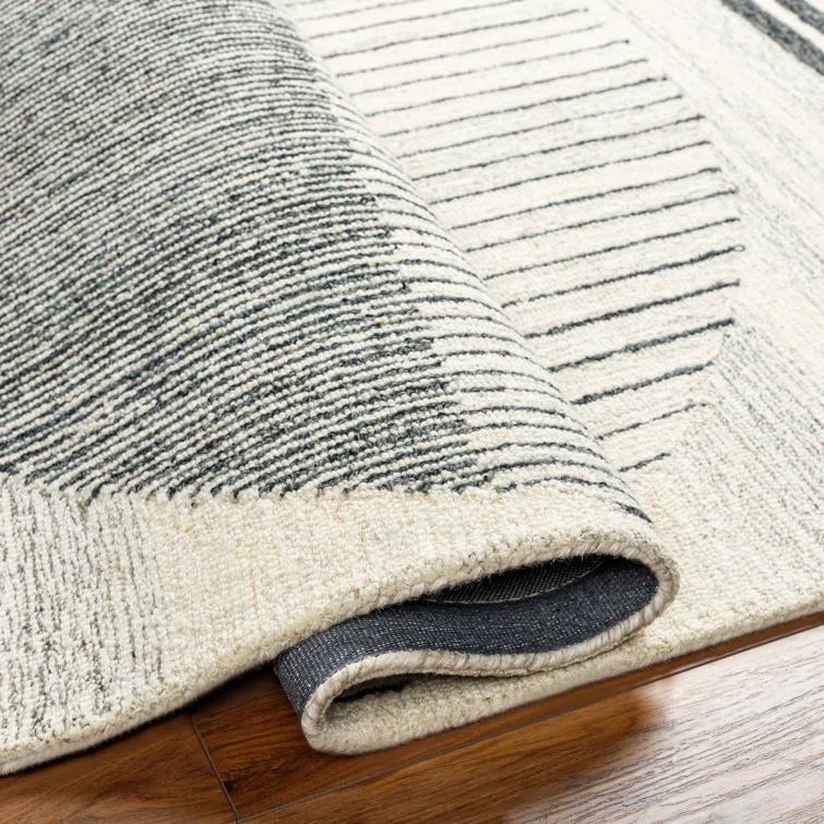 Uptown Geometric Hand Tufted Wool Area Rug in Beige/Black