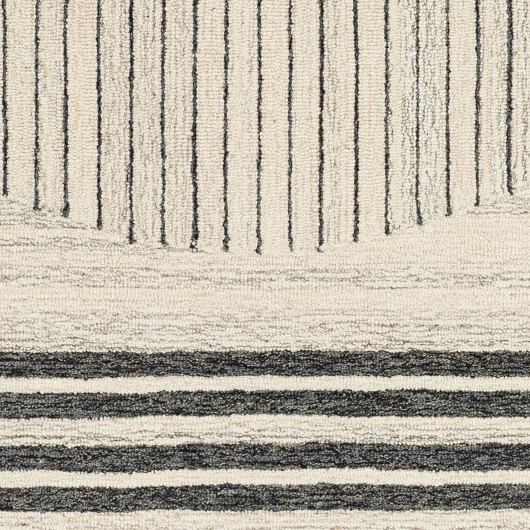 Uptown Geometric Hand Tufted Wool Area Rug in Beige/Black
