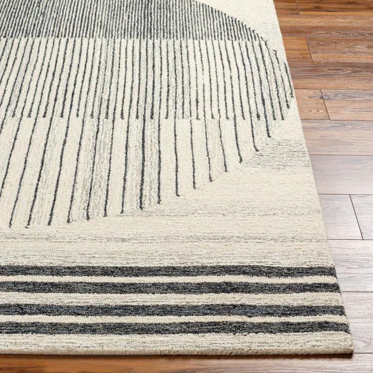 Uptown Geometric Hand Tufted Wool Area Rug in Beige/Black