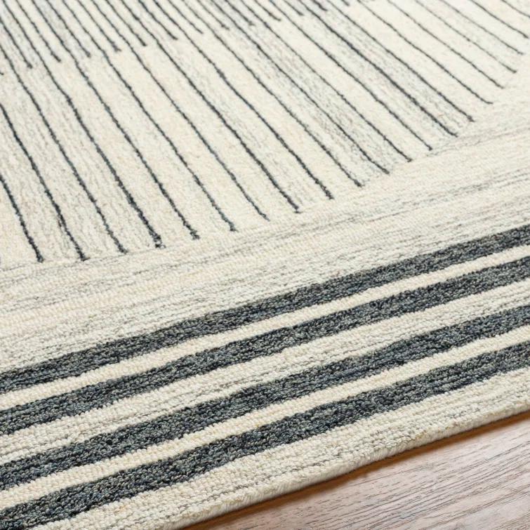 Uptown Geometric Hand Tufted Wool Area Rug in Beige/Black