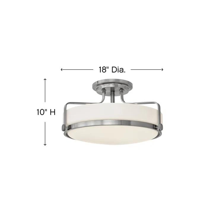 Harper Three Light 18" Retro Bowl Semi-Flush Mount Ceiling Light