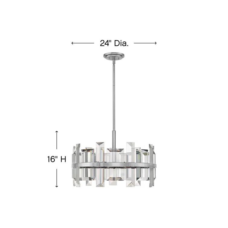 Odette Six-Light Convertible Drum Luxury Chandelier - Emerald Cut Crystal