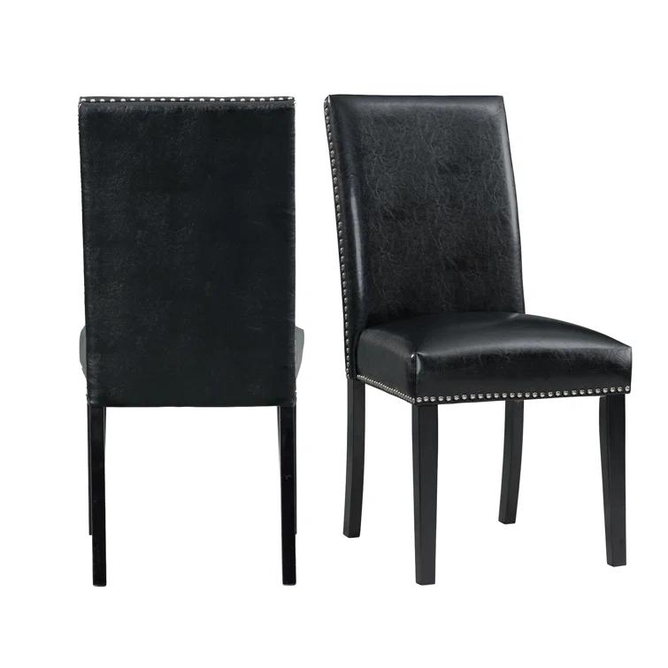 Picket House Furnishings Pia Faux Leather Side Chair Set In Black