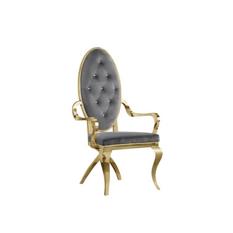 Tufted Velvet King Louis Back Arm Chair