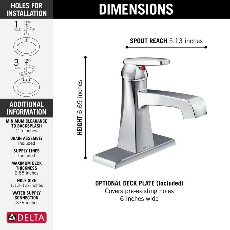 Ashlyn Single Hole Bathroom Faucet with Drain Assembly, Single Handle Bathroom Sink Faucet