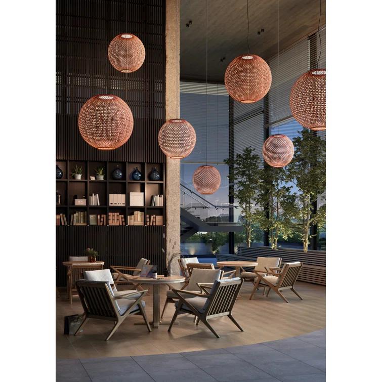 Red Aluminum Globe LED Pendant Light for Indoor/Outdoor Use