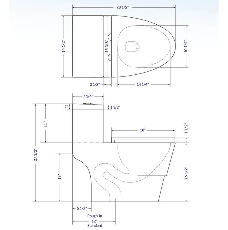 1.28 GPF Elongated ADA Height One Piece Dual-Flush Toilet with Soft-Closing Seat,MAP Flushing 1000G