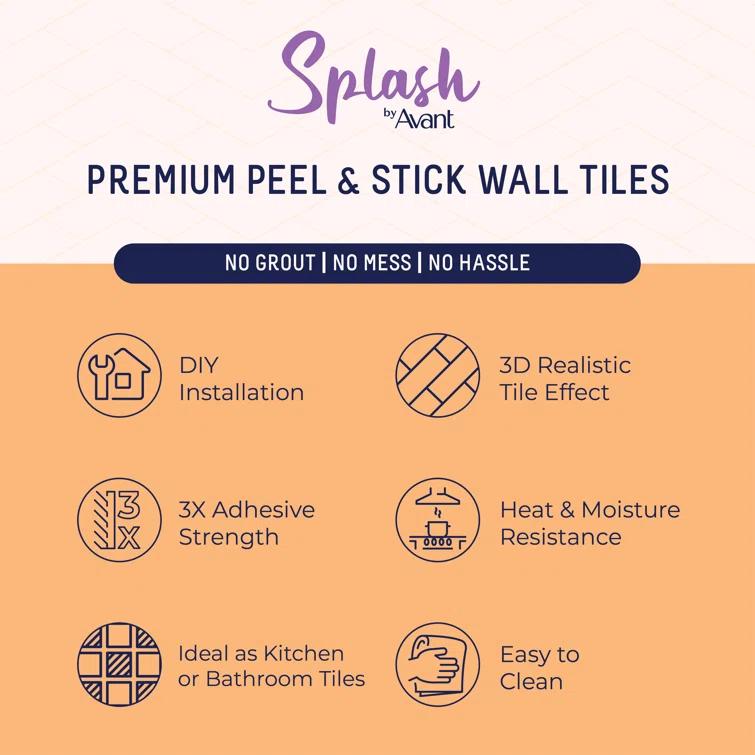 Avant Decor 3'' W x 5'' L Polyvinyl Chloride (PVC) Peel and Stick Subway Tile