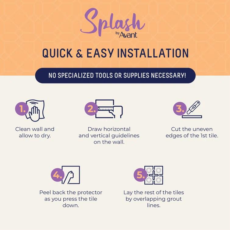 Avant Decor 3'' W x 5'' L Polyvinyl Chloride (PVC) Peel and Stick Subway Tile