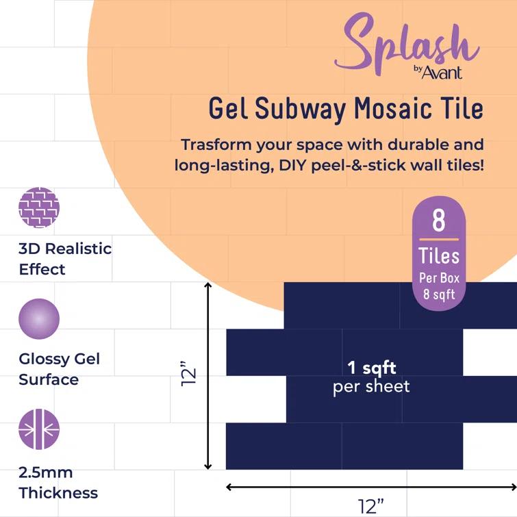 Avant Decor 3'' W x 5'' L Polyvinyl Chloride (PVC) Peel and Stick Subway Tile