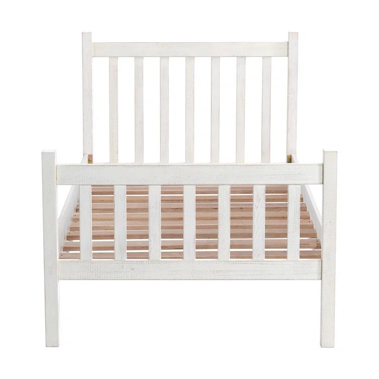 Windsor Wood Farmhouse Industrial Bohemian Style 3 Pc Bedroom Set With Slat Twin Bed 2 Nightstands