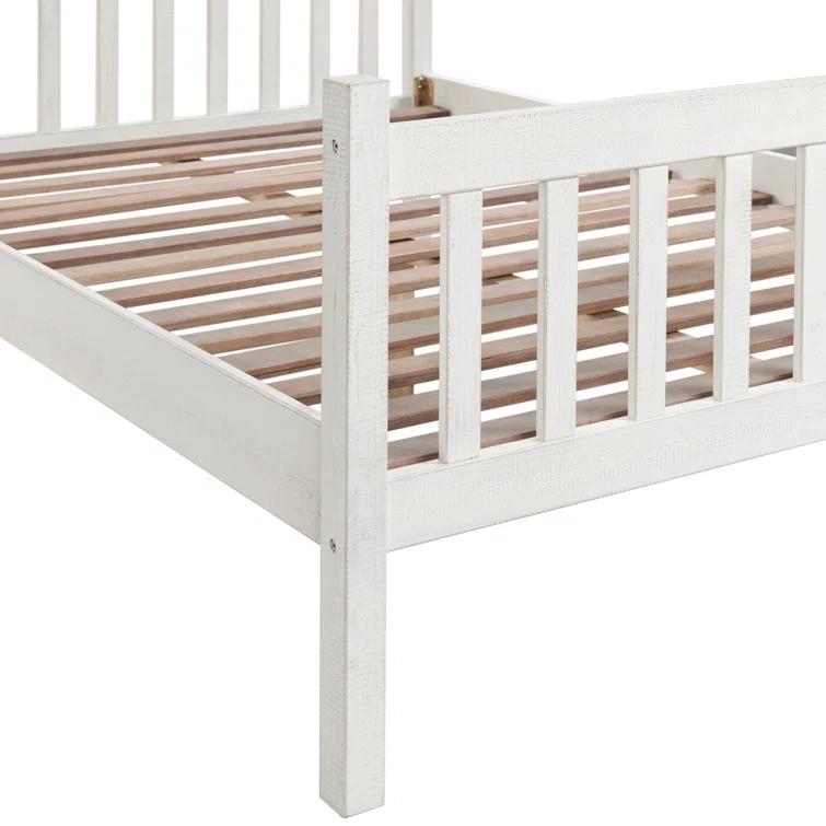 Windsor Wood Farmhouse Industrial Bohemian Style 3 Pc Bedroom Set With Slat Twin Bed 2 Nightstands