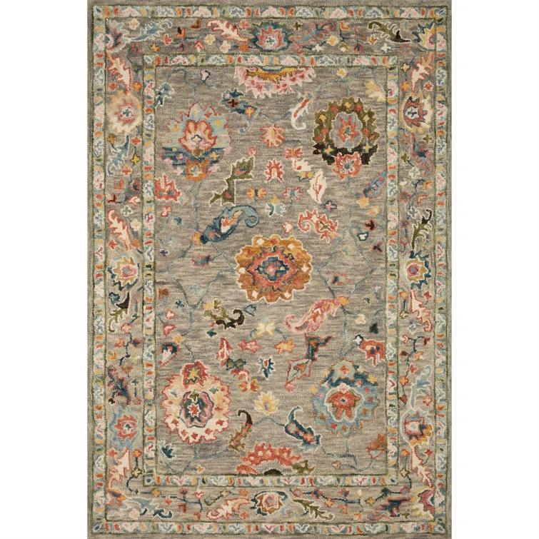 Norge Oriental Handmade Looped Wool Gray / Beige Area Rug