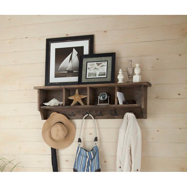 48 in. Pomona Metal & Wood Entryway Coat Hook with Storage Cubbies