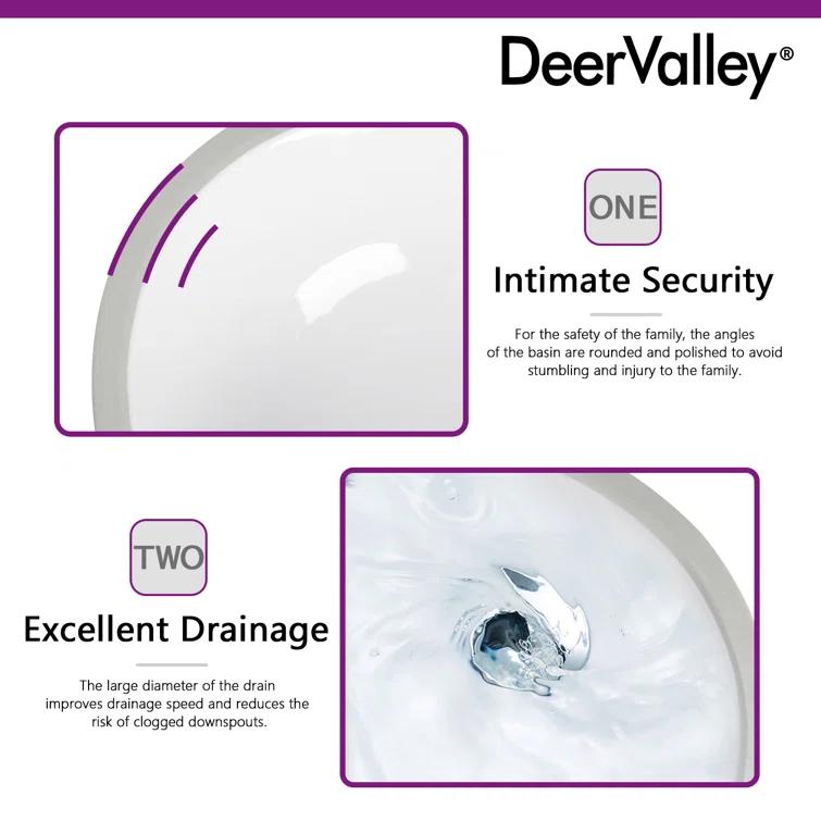 DeerValley Symmetry 19 1/2" X 16" Oval Vitreous China Undermount Bathroom Sink with Overflow