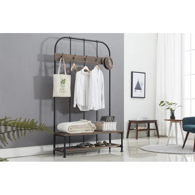 Boraam Annie Hall Tree Natural: Modern Entryway Organizer with 5 Hooks, Wood Frame, Adult Assembly Required