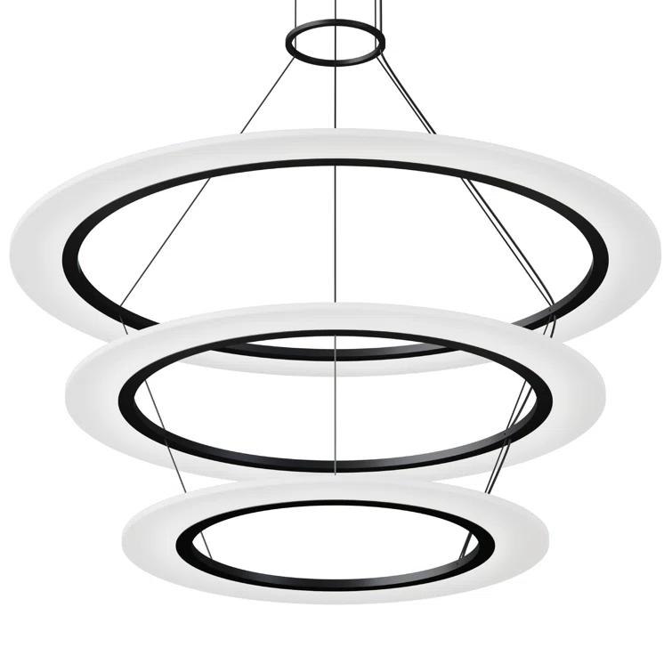 Arctic Rings 3 - Light Acrylic Dimmable LED Tiered Chandelier