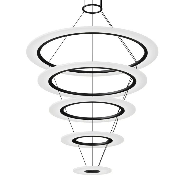 Arctic Rings 5 - Light Acrylic Dimmable LED Tiered Chandelier