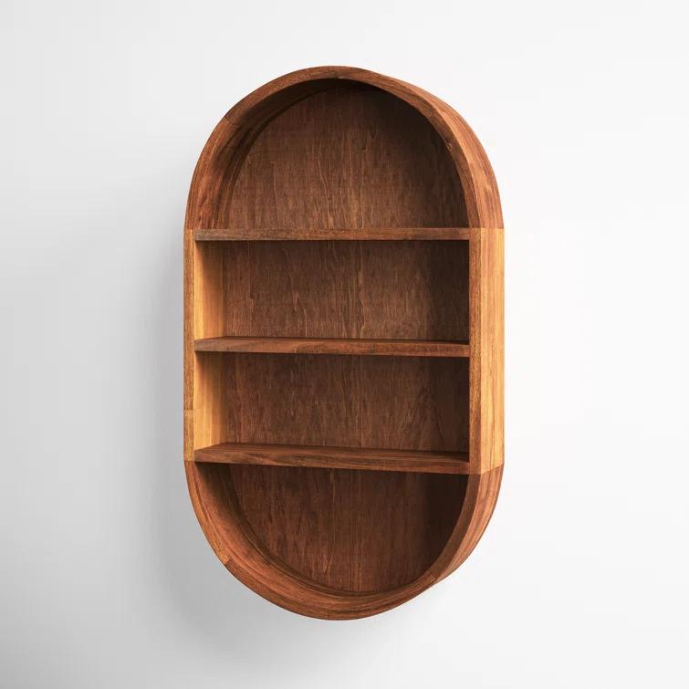 Minx Oval Solid Mango Wood Accent Wall Shelf