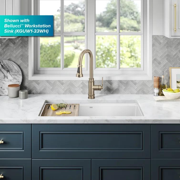 Allyn Transitional Industrial Pull-Down Single Handle Kitchen Faucet