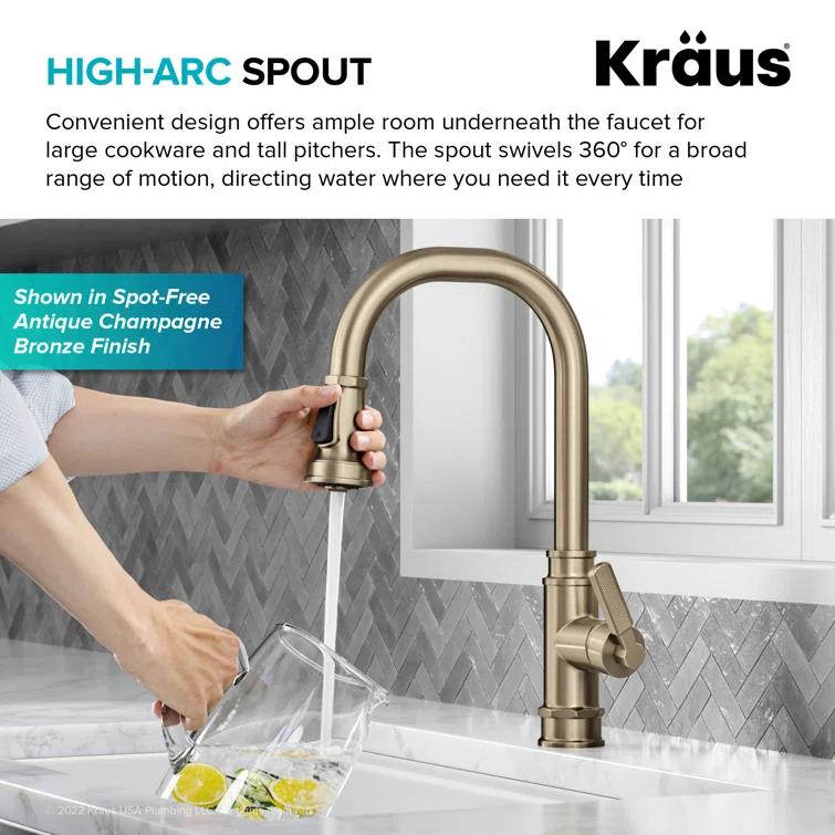 Allyn Transitional Industrial Pull-Down Single Handle Kitchen Faucet