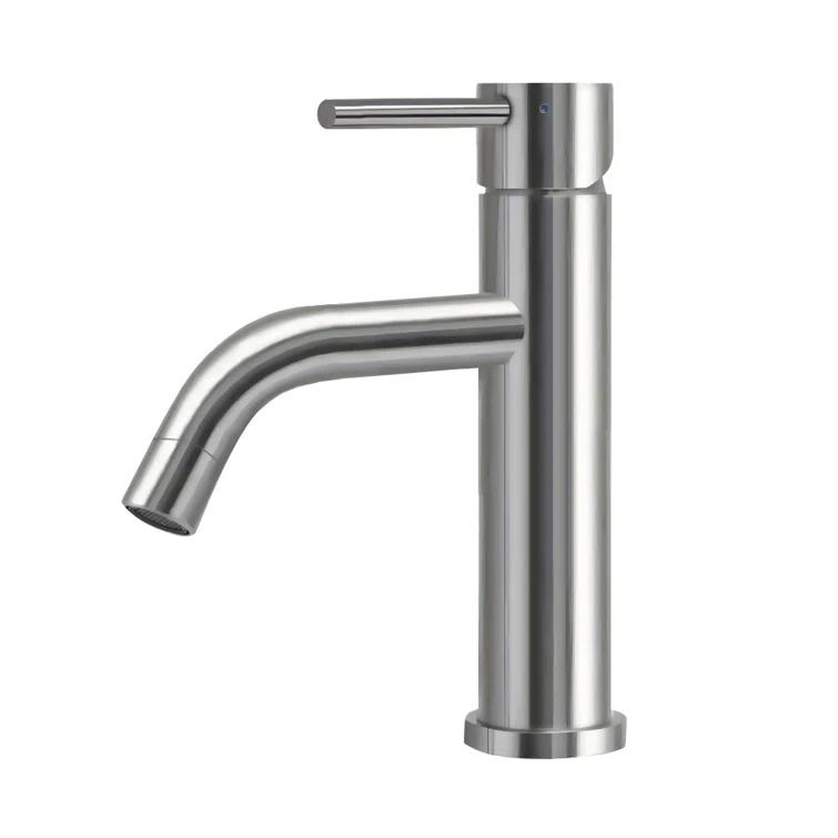 Whitehaus Collection WHS8601-SB-PSS Whitehaus Collection Lead-free Solid Stainless Steel Single Lever Elevated Lavatory Faucet