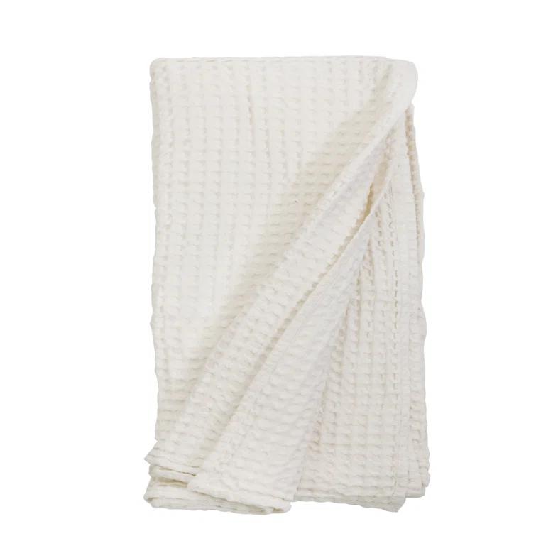 Zuma Cotton Waffle Weave Blanket by Pom Pom at Home - Cream / King