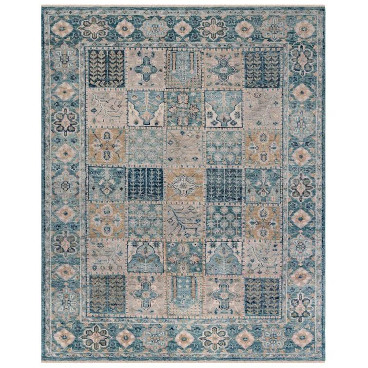 Safavieh Hand Knotted Wool/Cotton Southwestern Rug in Blue/Beige