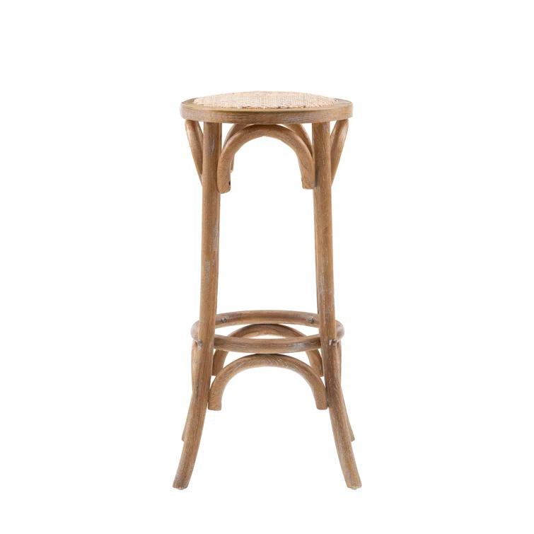 Dovecove Rae Round Rattan Seat Counter Stool with Solid Wood Frame