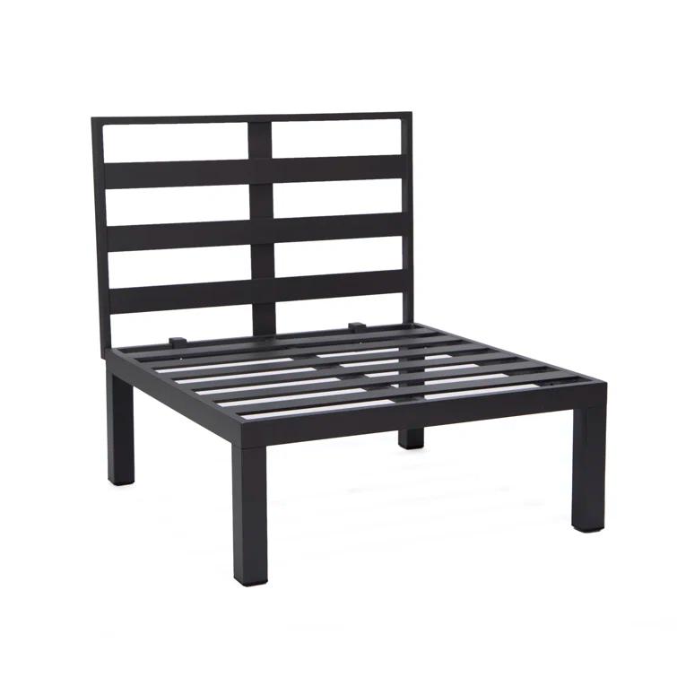 LeisureMod Hamilton Modern 6-Peice Modular Outdoor Sectional Aluminum Patio Conversation Set with Beige Cushions