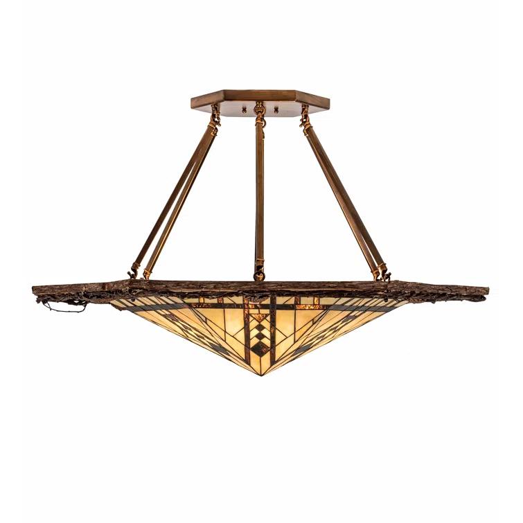 Rustic Copper and Glass 6-Light Semi-Flush Mount